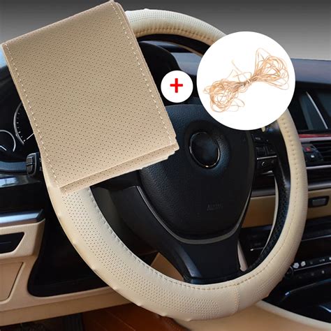 Leather Steering Wheel Cover, Padded Soft Grip Breathable for .